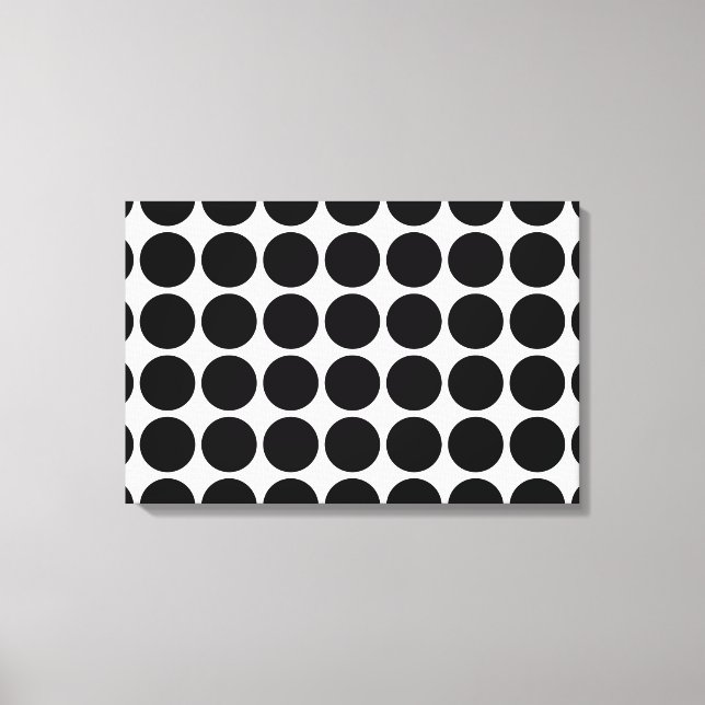 Schwarze Polka Punkte auf Weiß Leinwanddruck (Vorderseite)