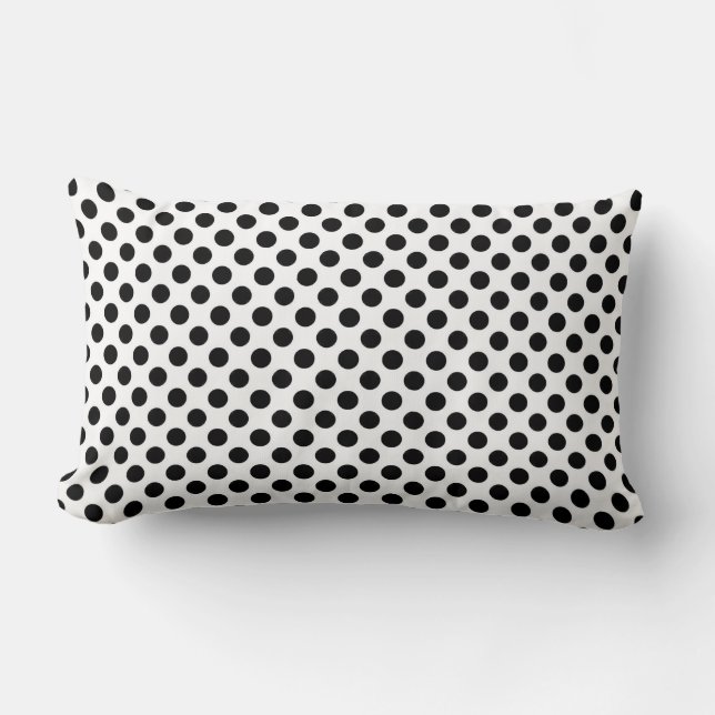 schwarze Polka-Punkte auf weiß Lendenkissen (Vorderseite)