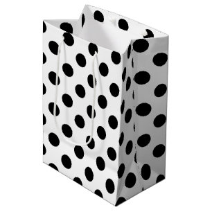 Schwarze Polka Punkte auf weiß Mittlere Geschenktüte
