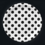 Schwarze Polka Punkte auf weiß Pappteller<br><div class="desc">Schwarze Polka Punkte auf weiß</div>
