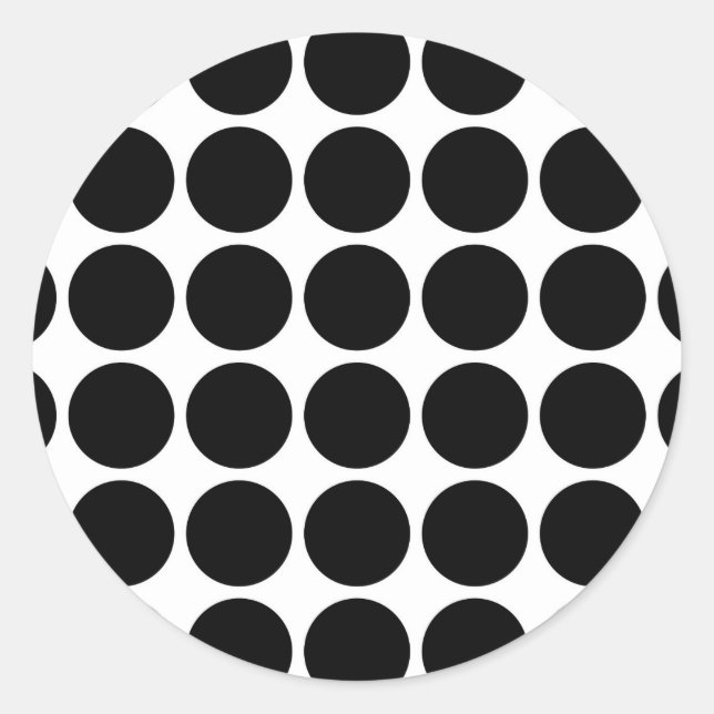 Schwarze Polka Punkte auf Weiß Runder Aufkleber (Vorderseite)