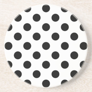 Schwarze Polka Punkte auf weiß Sandstein Untersetzer