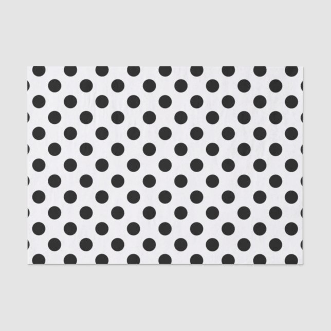 Schwarze Polka Punkte auf weiß Seidenpapier (Vorderseite)