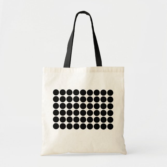 Schwarze Polka Punkte auf Weiß Tragetasche (Vorne)