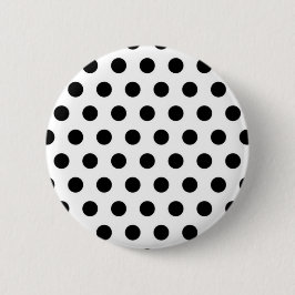 Schwarze Polka Punkte auf weißem Hintergrund Button