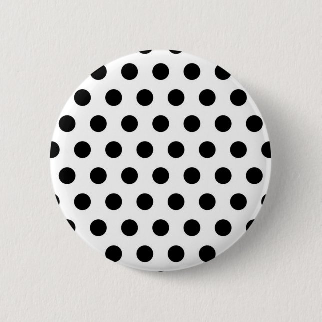 Schwarze Polka Punkte auf weißem Hintergrund Button (Vorderseite)