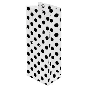 Schwarze Polka Punkte auf weißem Hintergrund Geschenktüte Für Weinflaschen
