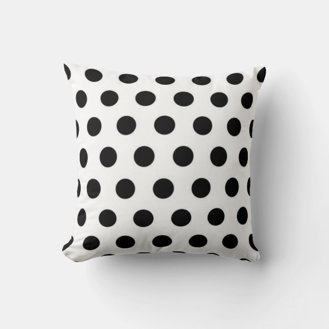 Schwarze Polka Punkte auf weißem Hintergrund Kisse Kissen (Vorderseite)
