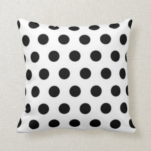 Schwarze Polka Punkte auf weißem Hintergrund Kisse Kissen