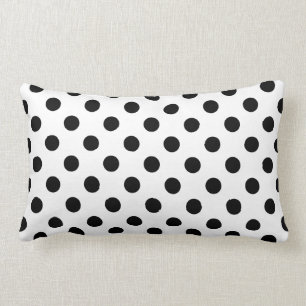 Schwarze Polka Punkte auf weißem Hintergrund Lendenkissen
