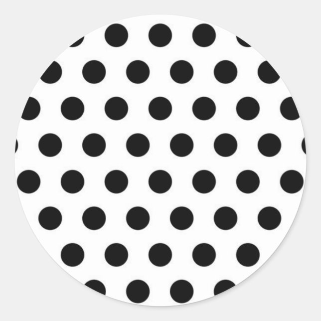 Schwarze Polka Punkte auf weißem Hintergrund Runder Aufkleber (Vorderseite)