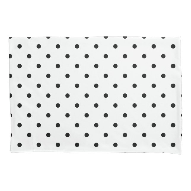 Schwarze Polka-Punkte Kissenbezug (Vorderseite)