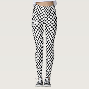 Schwarze Polka-Punkte-Muster auf weiß Leggings