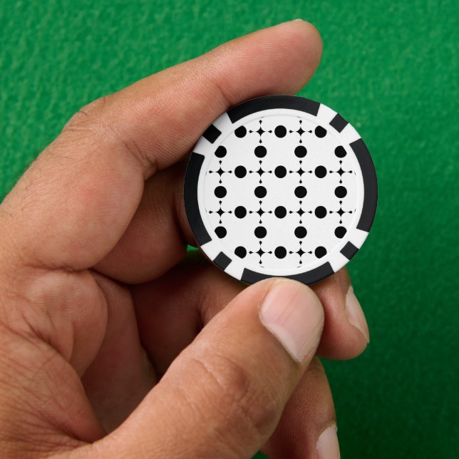 Schwarze Polka-Punkte, Polka-Dot-Muster, Punkte, g Pokerchips (Hand)