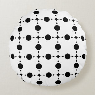 Schwarze Polka-Punkte, Polka-Dot-Muster, Punkte, g Rundes Kissen