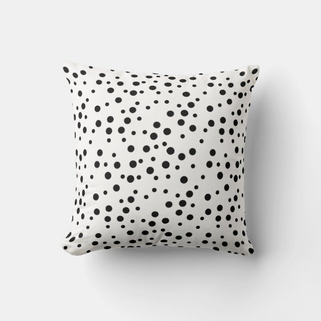 Schwarze Polka weist verschiedene Größen auf den b Kissen (Vorderseite)