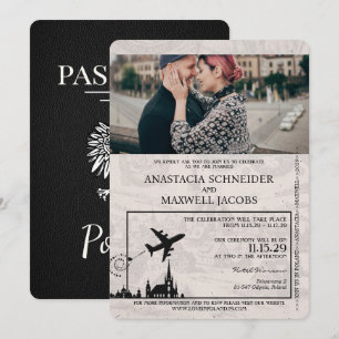 Schwarze polnische Passport Hochzeitseinladung Einladung
