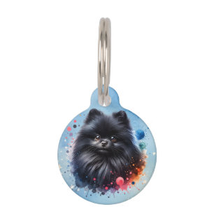 Schwarze Pomeranian-Wasserfarben-Illustration Haustiermarke