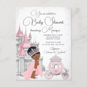 Schwarze Prinzessin Baby Shower Einladung Postkarte