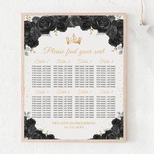 Schwarze Prinzessin Quinceañera Sitzordnung für 8  Poster