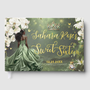 Schwarze Prinzessin und Frosch Weise Grüne Kleid S Gästebuch
