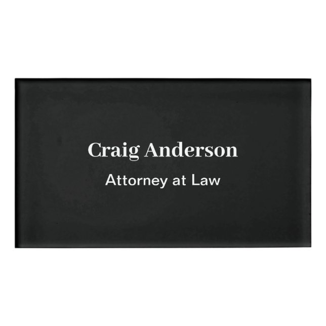Schwarze professionelle schlichte moderne elegante namenschild (Vorderseite)