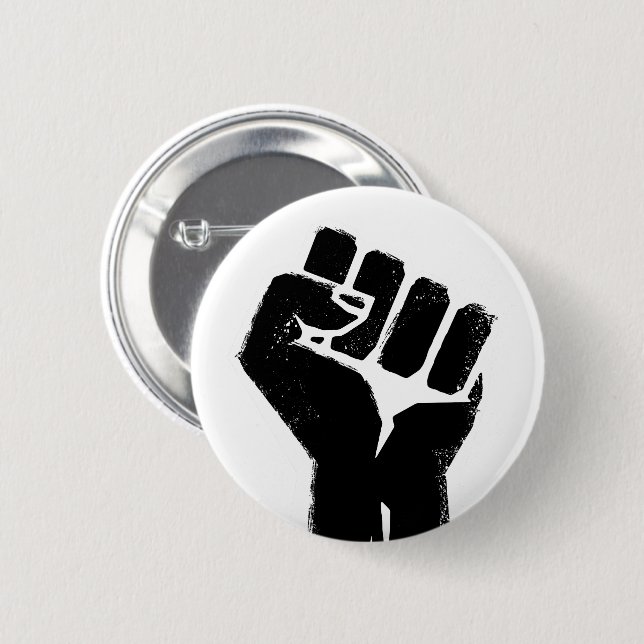 Schwarze Protestfaust Button (Vorne & Hinten)