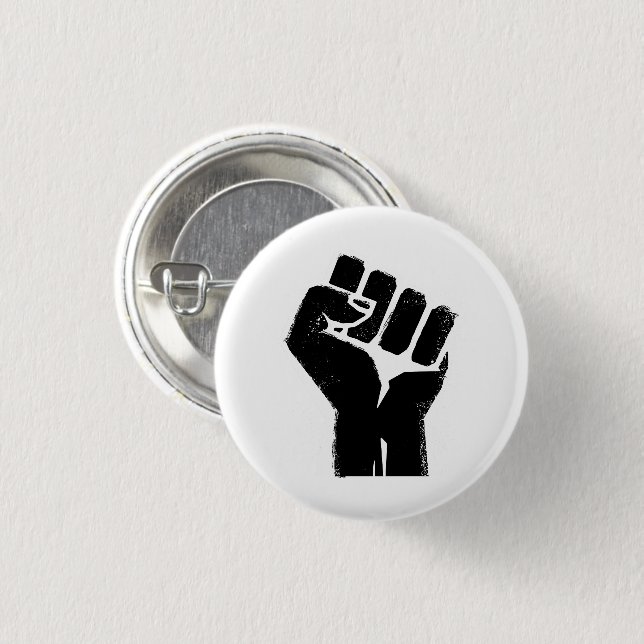 Schwarze Protestfaust Button (Vorne & Hinten)