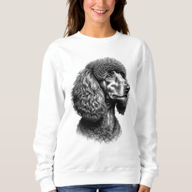 Schwarze Pudel-Hund-Kunst Frauen Sweatshirt (Vorderseite)