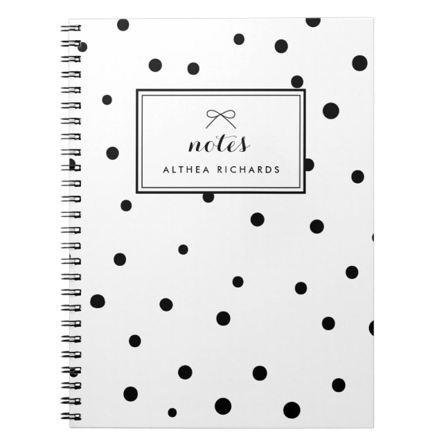 Schwarze Punkte Muster Personalisiertes Notebook Notizblock (Vorderseite)
