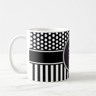 Schwarze Punkte & Streifen Gitter + Ihr Backgr. &  Kaffeetasse