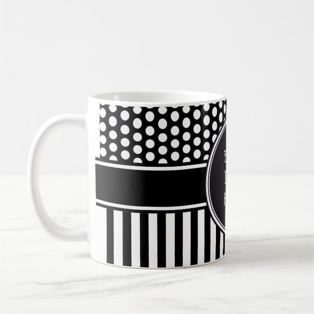 Schwarze Punkte & Streifen Gitter + Ihr Backgr. &  Kaffeetasse (Links)