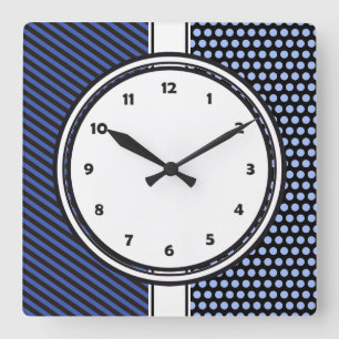 Schwarze Punkte & Streifen Gitter + Ihr Backgr. &  Quadratische Wanduhr