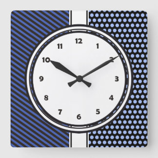 Schwarze Punkte & Streifen Gitter + Ihr Backgr. &  Quadratische Wanduhr