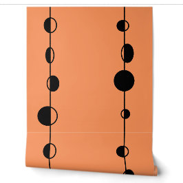 Schwarze Punkte und senkrechte Linien auf Orange Tapete