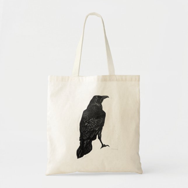 Schwarze Raben-Taschen-Tasche Tragetasche (Vorne)