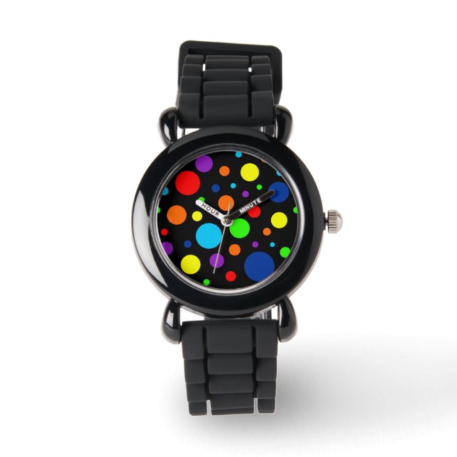 Schwarze Rainbow Spots (Child) Armbanduhr (Vorderseite)