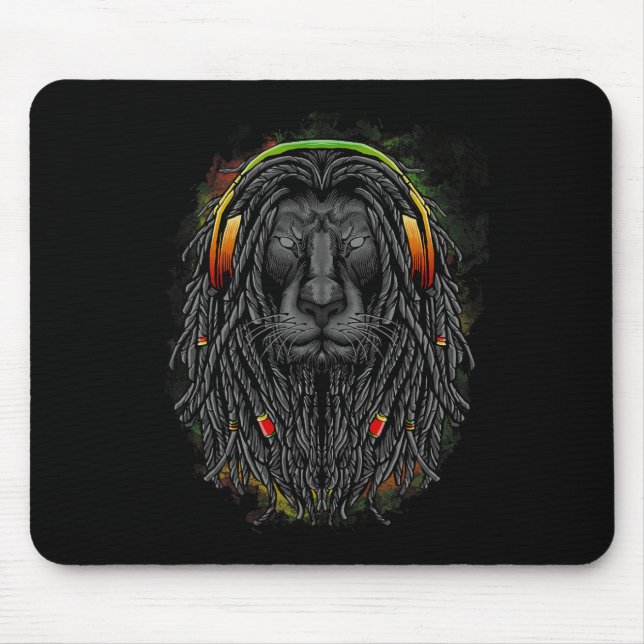 Schwarze Rasta Lion mit Dreads - Zeigen Sie Ihren  Mousepad (Vorne)