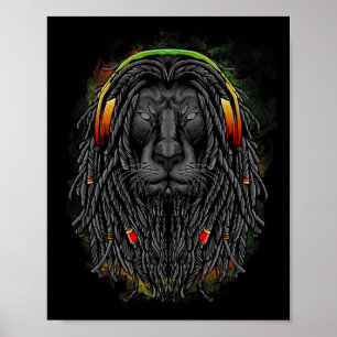 Schwarze Rasta Lion mit Dreads - Zeigen Sie Ihren Poster