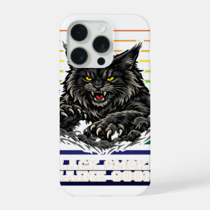 Schwarze Rauch Maine Coon Katze Fierce Maskottchen iPhone 15 Pro Hülle