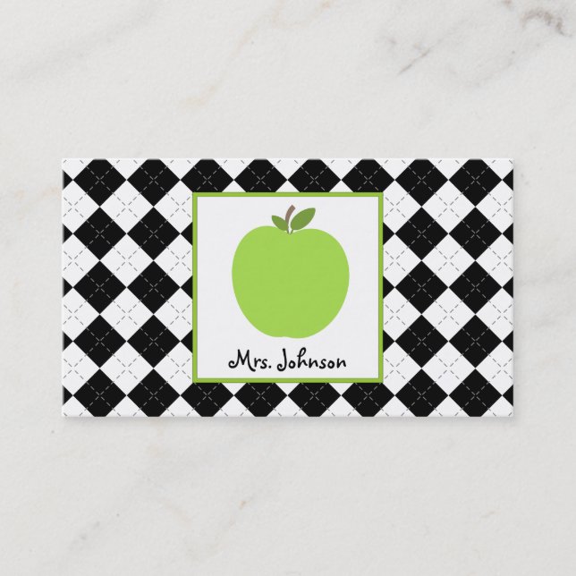 Schwarze Raute Lehrer-grüne Apples Visitenkarte (Vorderseite)