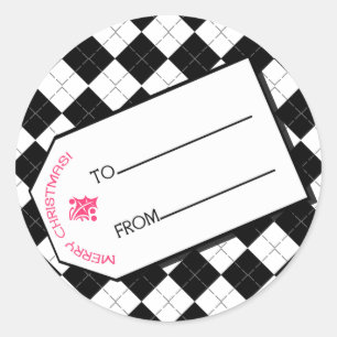 Schwarze Raute Weihnachtsgeschenke Tag Sticker