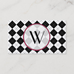 Schwarze Rauten-Monogramm-Mode-Geschäfts-Karte Visitenkarte