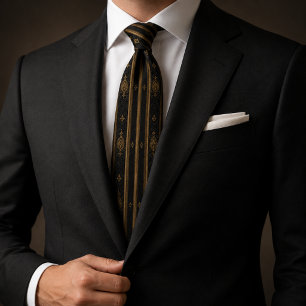 Schwarze Regency-Streifen mit Gold Krawatte