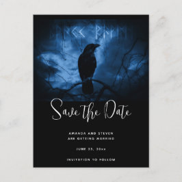 Schwarze Reihe mit Runen Dark Goth Save the Date Einladungspostkarte