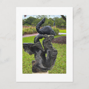 Schwarze Reiher-Skulptur Postkarte