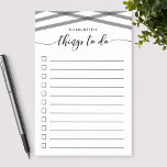 Schwarze Relax-Skriptaufgaben auflisten Post-it Klebezettel<br><div class="desc">Stilvoll modernes To Do List Post-it® Notes-Pad mit den Worten "Dinge zu tun" in einem schwarzen entspannenden kursiven Skript und dunkelgrau überlappenden Linien mit Checkboxen und Linien in schwarz auf einem weißen Hintergrund. Ebenfalls in blau, pink und mint erhältlich. Hier finden Sie https://www.zazzle.com/collections/write_on_it-119645273682102876 Personalisieren, indem Sie den Platzhalter-Text durch Ihre...</div>