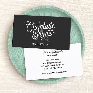 Schwarze Retro Hair Stylist-Schere Visitenkarte