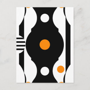 Schwarze Retro-Mod-Geometrie in Orange Postkarte