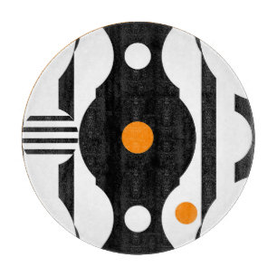 Schwarze Retro-Mod-Geometrie in Orange Schneidebrett